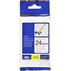 Brother TZe-FX251 24mm x 8m Black on White Flexi ID Tape