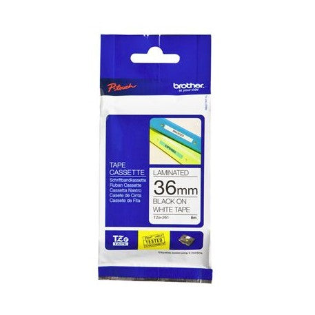 Brother TZe-261 36mm x 8m Black on White Tape