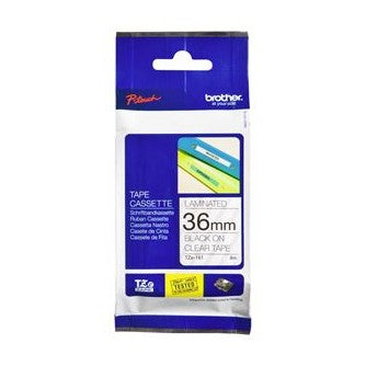Brother TZe-161 36mm x 8m Black on Clear Tape