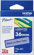 Brother TZe-561 36mm x 8m Black on Blue Tape