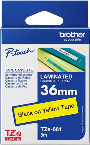 Brother TZe-661 36mm x 8m Black on Yellow Tape