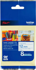 Brother MK-233 12mm x 8m Blue on White M Label Tape