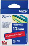 Brother TZe-435 12mm x 8m White on Red Tape