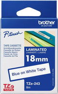 Brother TZe-243 18mm x 8m Blue on White Tape