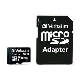 Verbatim Premium microSDHC UHS-I Class 10 Card with Adapter 16GB