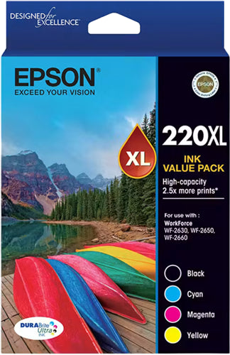 Epson 220XL 4 Ink High Yield Ink Cartridge Value Pack