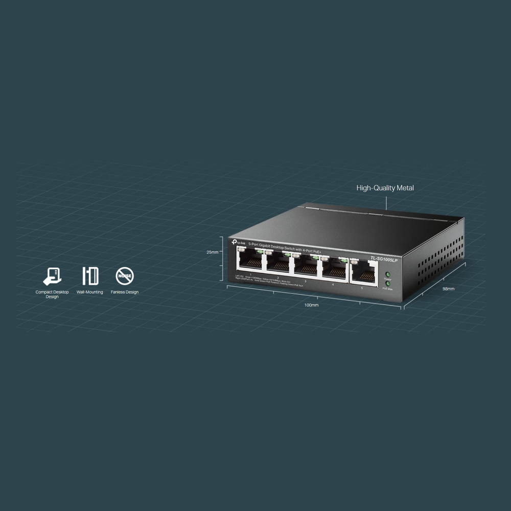 TP-Link SG1005LP 5 Port Gigabit Switch with 4x PoE+ Ports