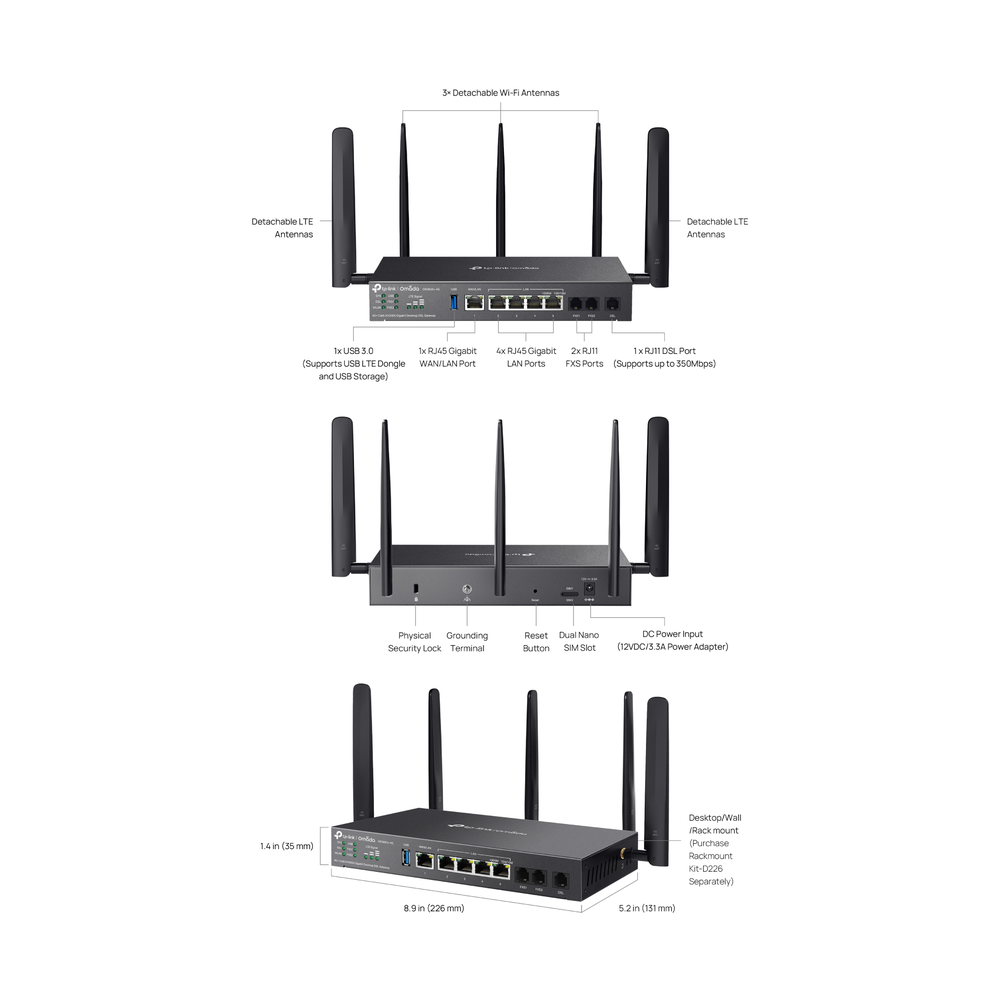 TP-Link DR3650v-4G Omada 4G AX3000 VPN Router w/VOIP