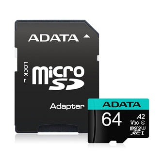 ADATA Premier Pro microSDXC UHS-I U3 A2 V30 Card with Adapter 64GB