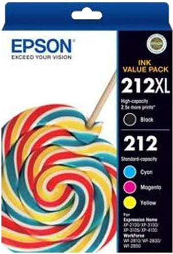 Epson 212XL BK + 212 C/M/Y 4 Ink Cartridge Value Pack