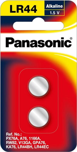 Panasonic LR44 Micro Alkaline Calculator Coin Battery 2 Pack