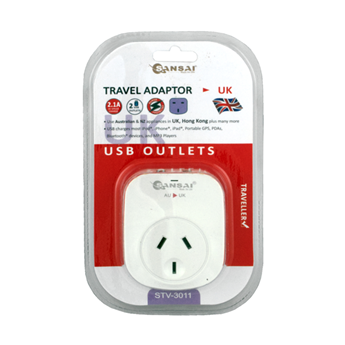 Sansai Outbound USB Travel Adapter - NZ/AU to UK Plug