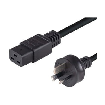 3 Pin Power Lead (M) to IEC C19 (M) 2m Power Cable - Bulk