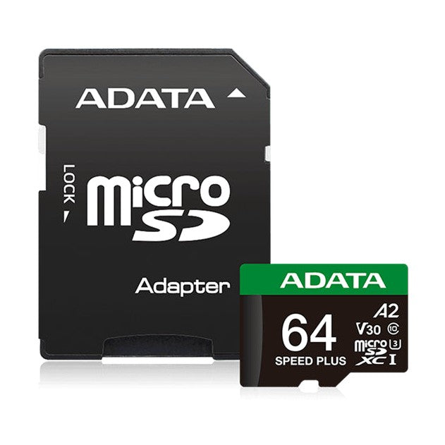 ADATA Speed Plus microSDXC UHS-I U3 A2 V30 Card with Adapter 64GB