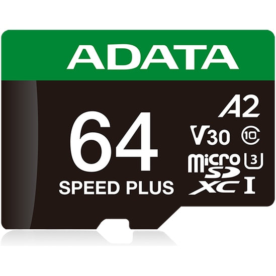 ADATA Speed Plus microSDXC UHS-I U3 A2 V30 Card with Adapter 64GB