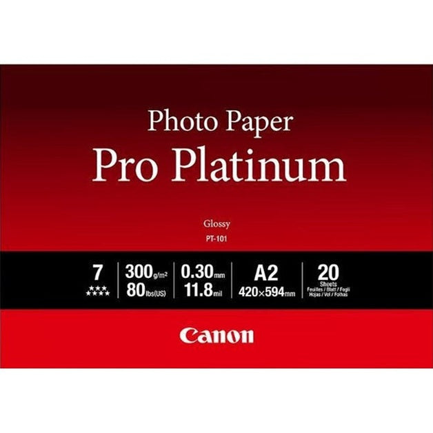 Canon PT-101 A2 Pro Platinum 300gsm Photo Paper - 20 Sheets