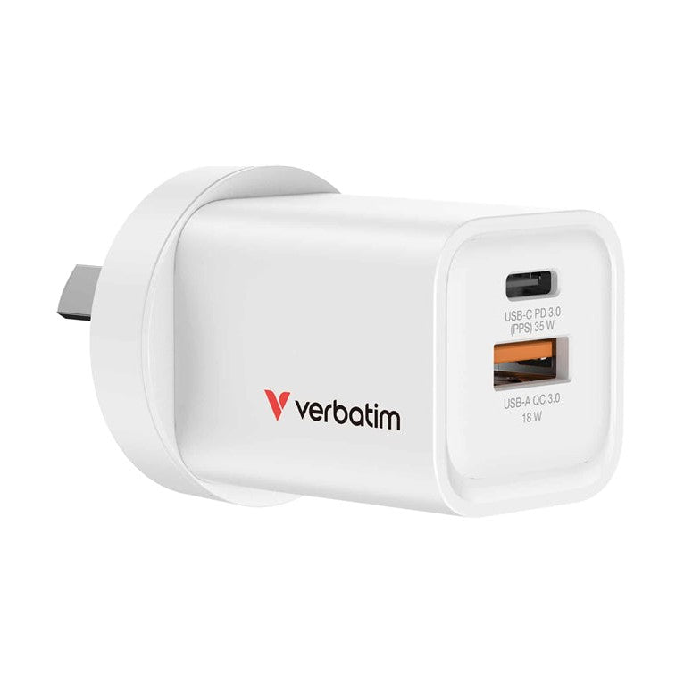 Verbatim 35W GaN Charger with 1x USB-C and 1x USB-A