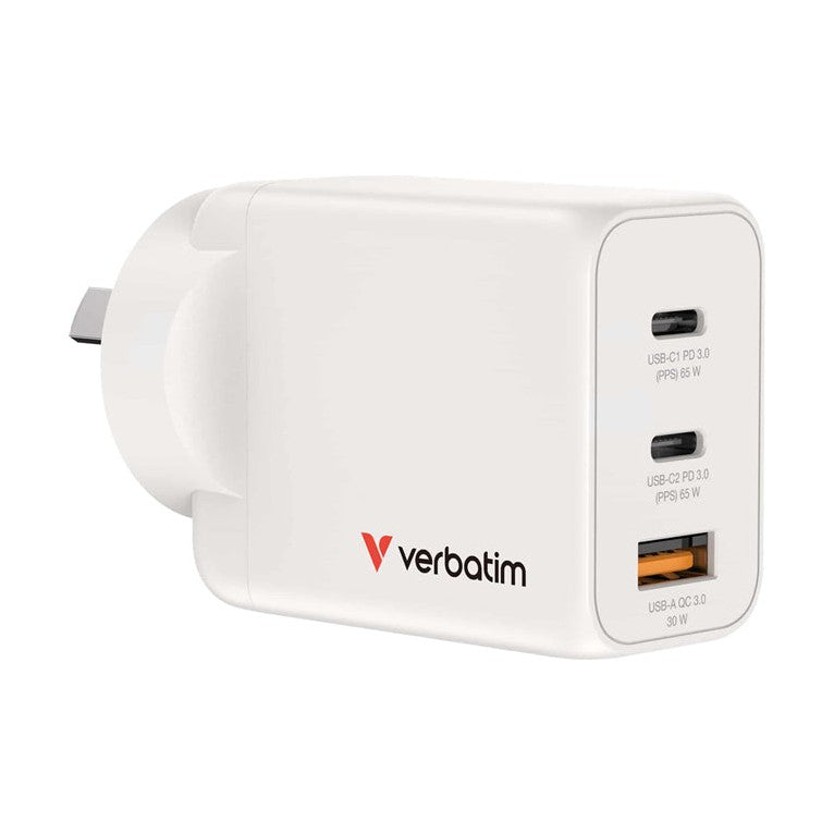 Verbatim 65W GaN Charger with 2x USB-C and 1x USB-A