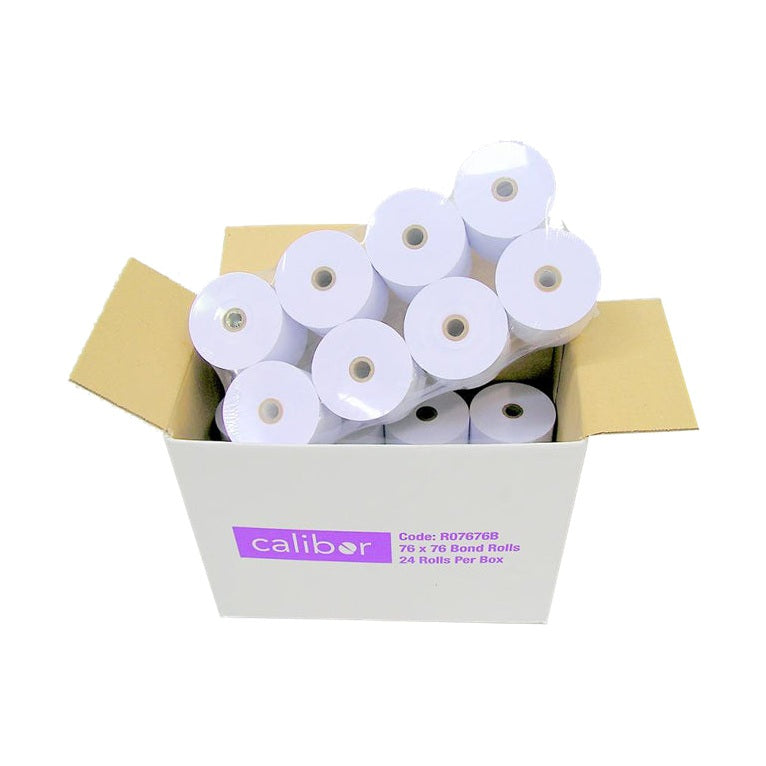 Bond Plain Paper Rolls 76x76mm 1-Ply - Box of 24