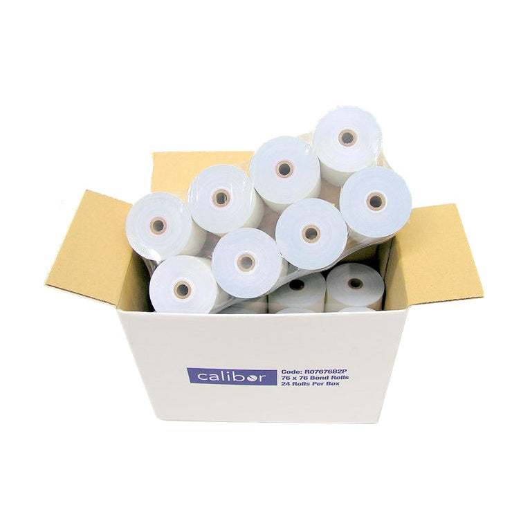 Bond Plain Paper Rolls 76x76mm 2-Ply - Box of 24