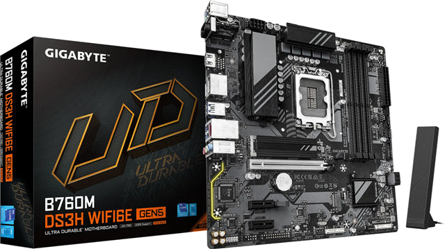 Gigabyte B760M DS3H WF6E Gen5 DDR5 mATX LGA1700 Motherboard
