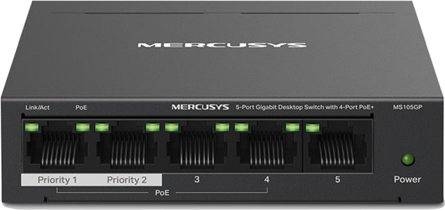 Mercusys MS105GP 5 Port Gigabit Switch Steel Case 4x PoE+